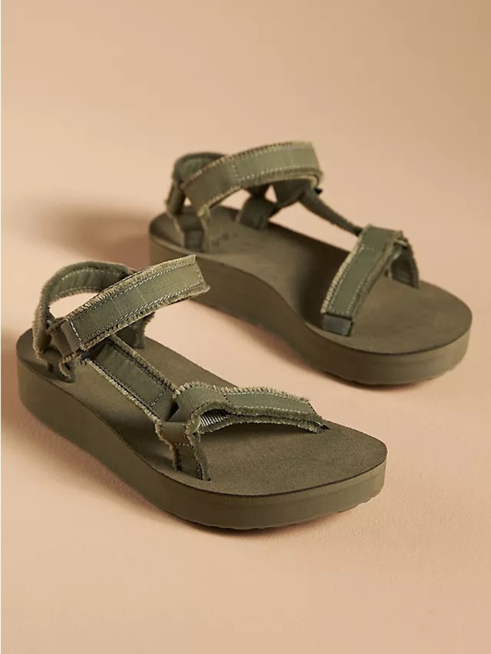 Womens Olive Green TEVA Midform Canvas Sandals Size 7 EUC